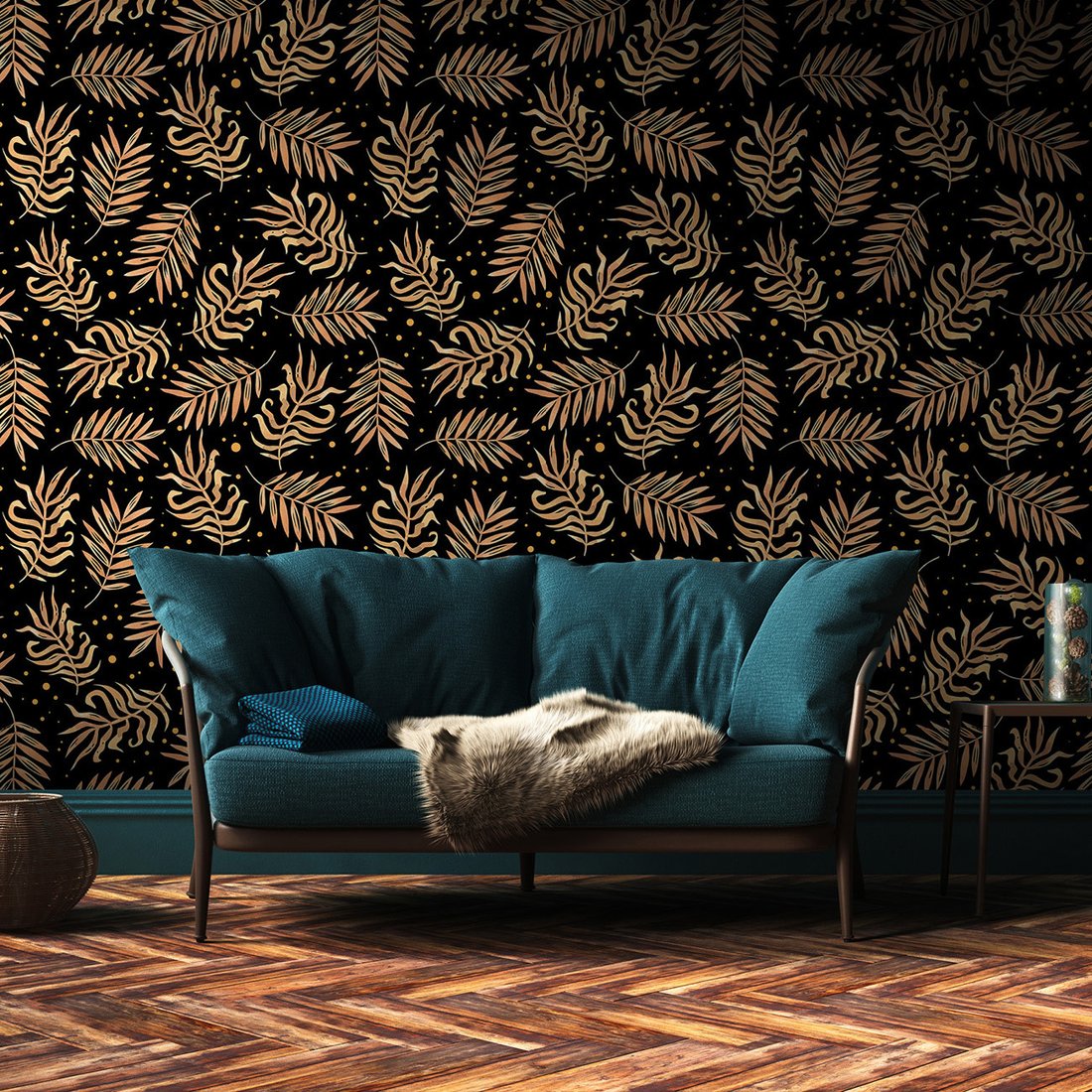 Tapeta - liście, tło, ornamenty