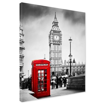 Obraz na płótnie - Londyn, Big Ben, budka telefoniczna