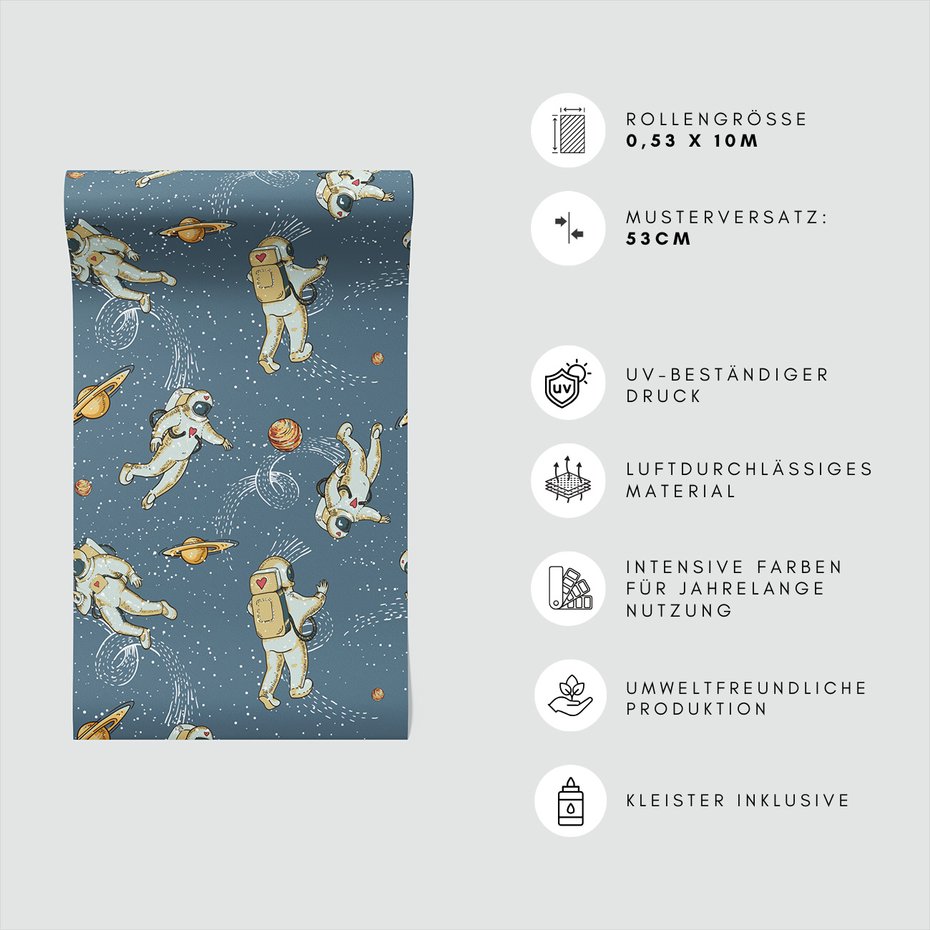 Tapeta - dziecięca, astronauci, planety,