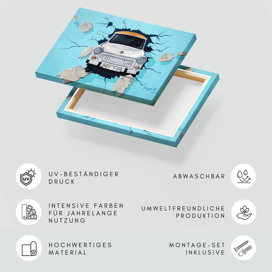 Obraz na płótnie - Trabant, mur, auto