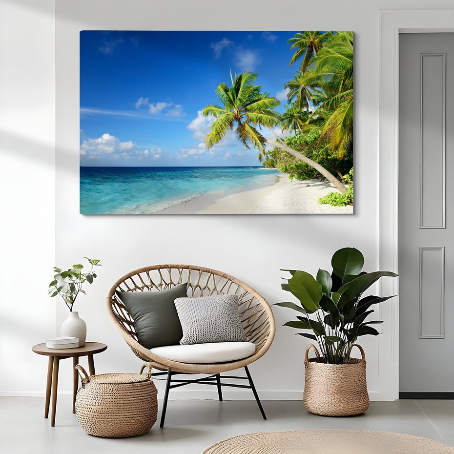 Obraz na płótnie - plaża, morze, palmy