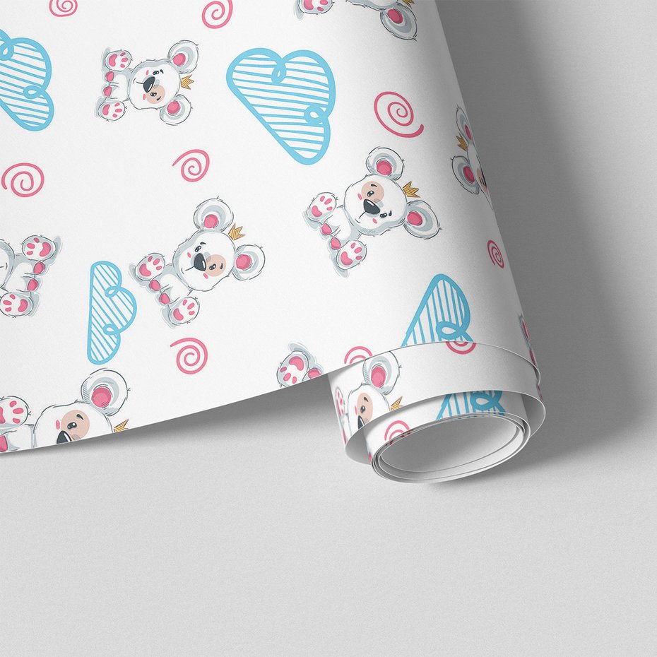 Tapeta - dziecięca, miś, chmura, wzór