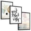 Zestaw obrazy w ramie, plakaty - kwiaty, lato, morze - rama czarna