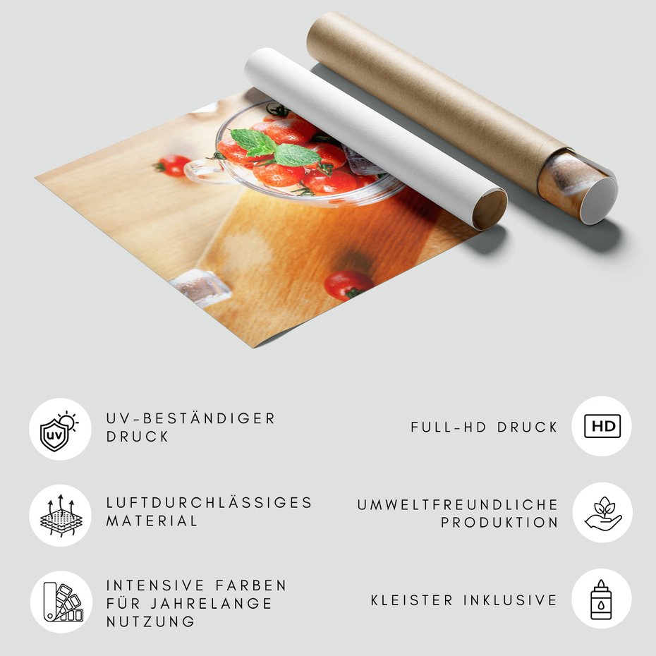 Fototapeta - pomidory, lód, mięta