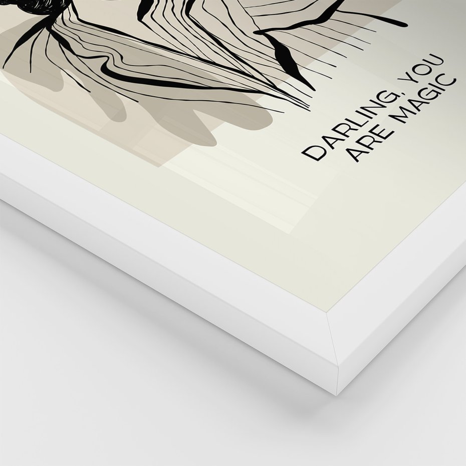 Zestaw obrazy w ramie, plakaty - kobieta, rysunek, portret - rama biała