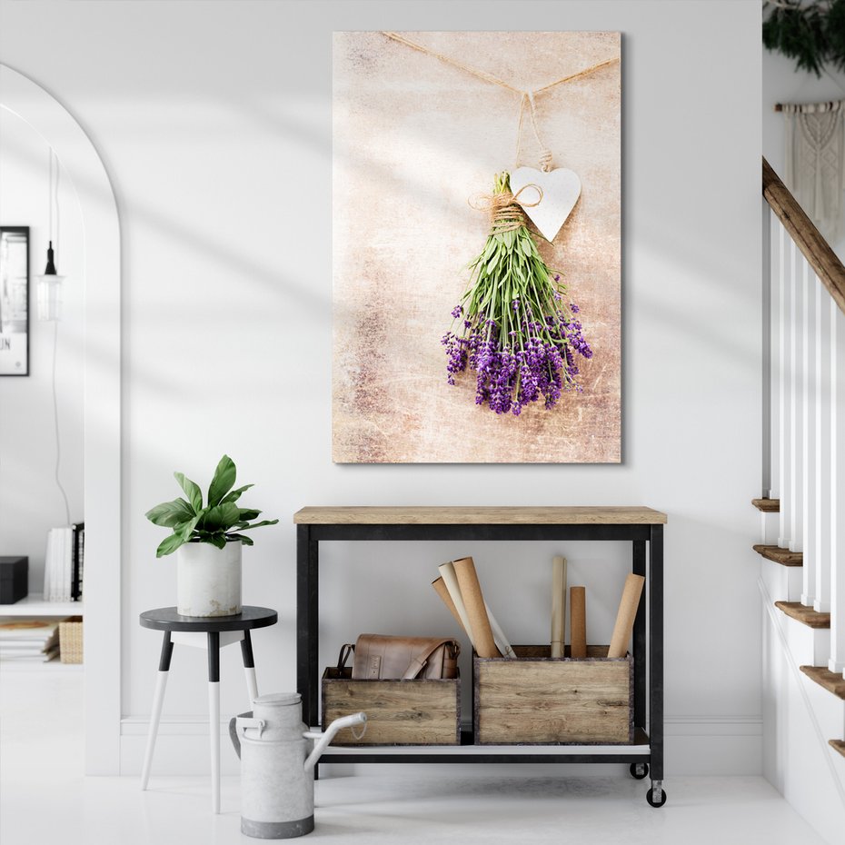 Obraz na płótnie - lawenda, kwiaty, serce