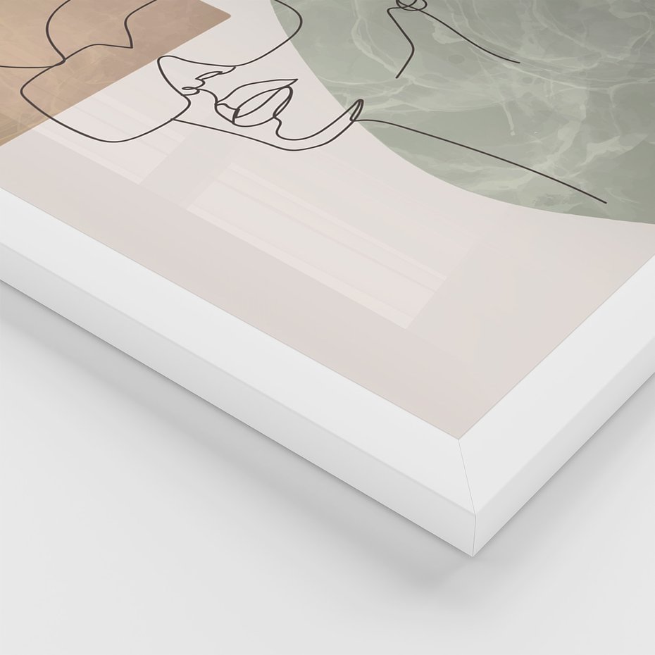 Zestaw obrazy w ramie, plakaty - portret, kobieta, abstrakcja - rama biała