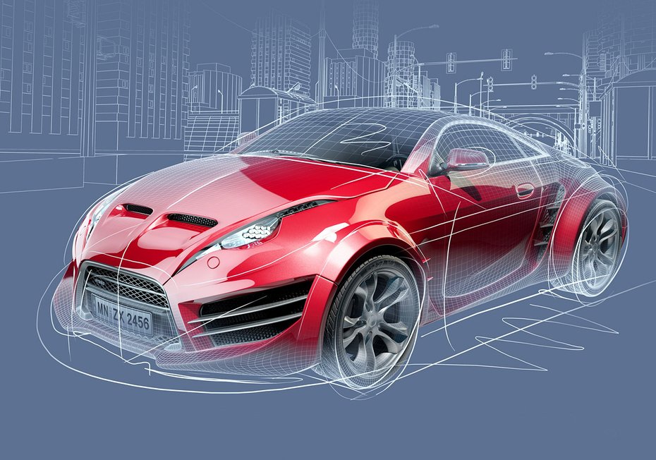 Fototapeta - samochód, miasto, grafika