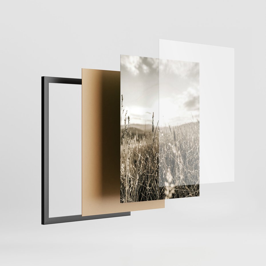 Zestaw obrazy w ramie, plakaty - wieś, natura, budynki - rama czarna