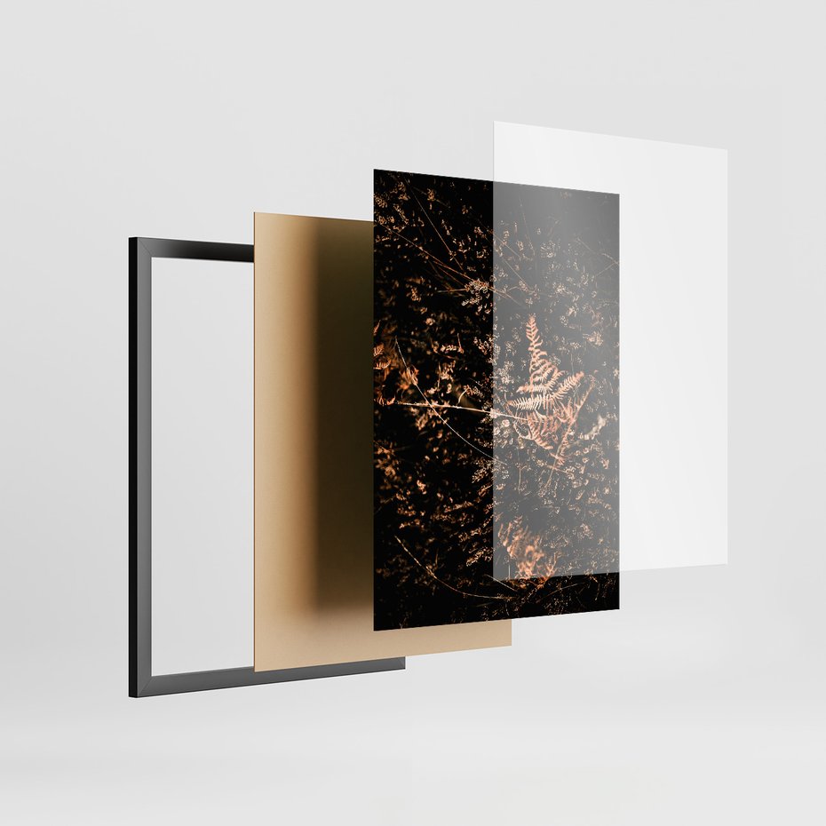 Zestaw obrazy w ramie, plakaty - natura, liście, drzewa - rama czarna