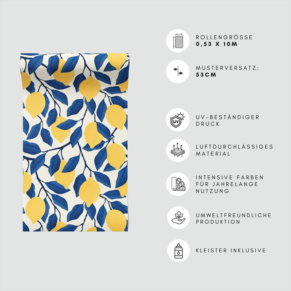 Tapeta - cytryny, liście, gałęzie