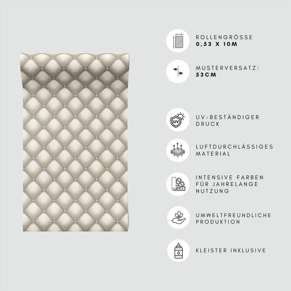 Tapeta - pikowanie, tapicerka, guziki