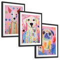 Zestaw obrazy w ramie, plakaty - zwierzęta, psy, kolorowe - rama czarna