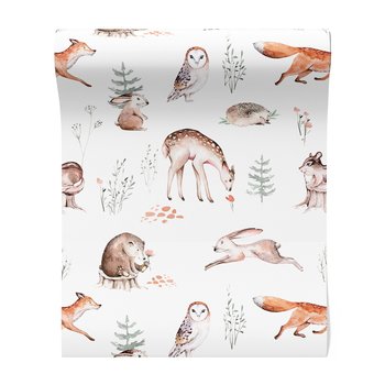 Tapeta - dziecięca, zwierzęta, las, ilustracje