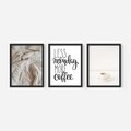 Zestaw obrazy w ramie, plakaty - kawa, łóżko, minimalizm - rama czarna