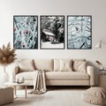 Zestaw obrazy w ramie, plakaty - zima, śnieg, mróz - rama czarna