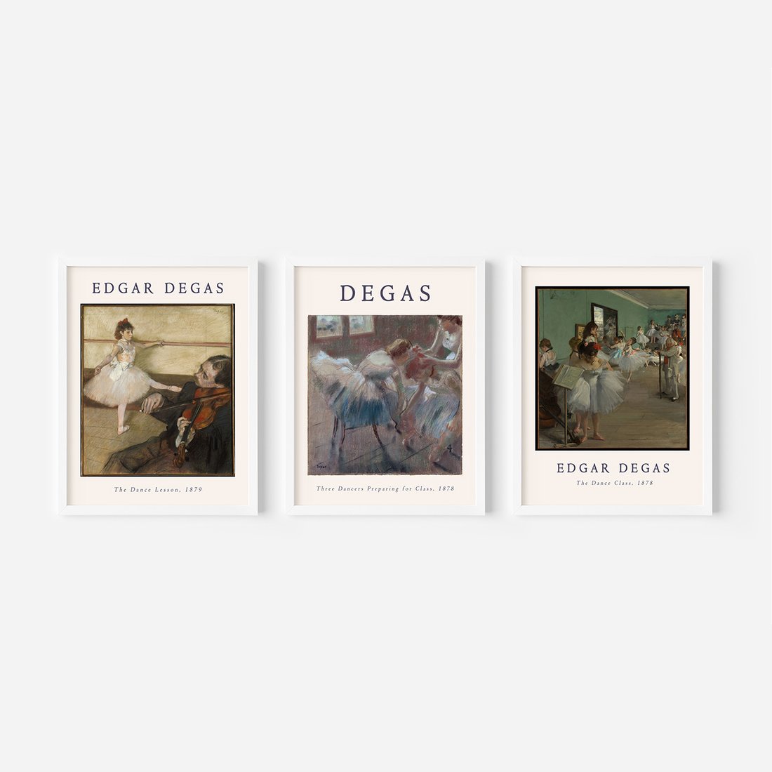 Zestaw obrazy w ramie, plakaty - balet, tancerki, Degas - rama biała