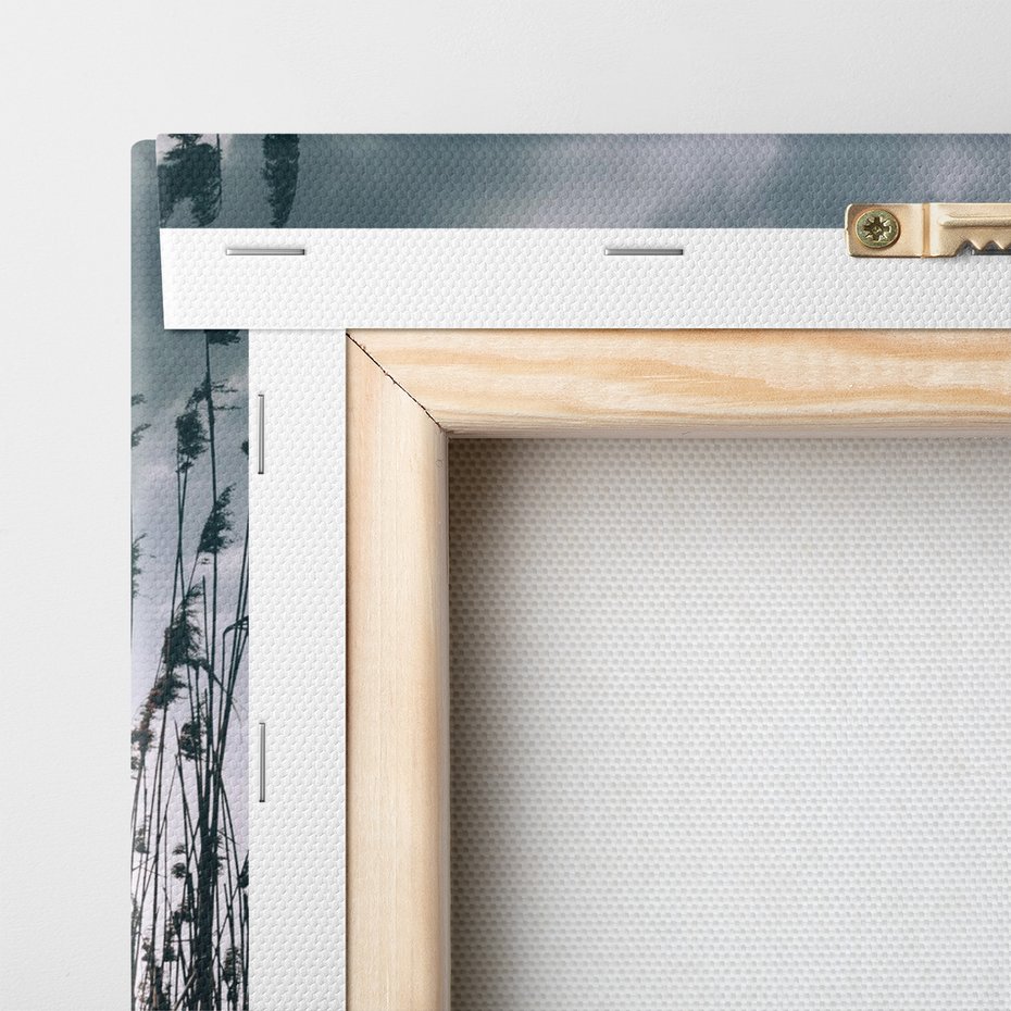 Obraz na płótnie - pomost, trzciny, woda