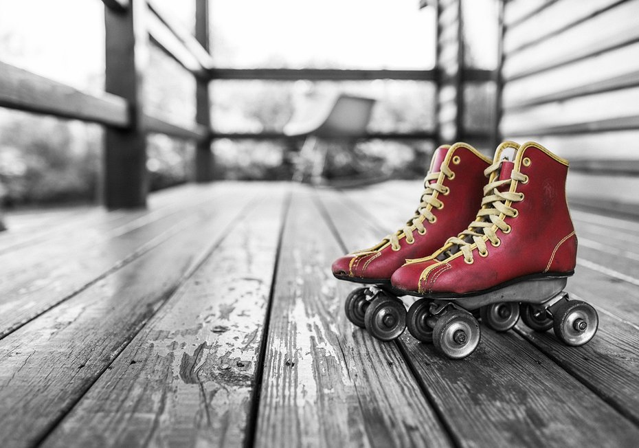 Fototapeta - wrotki, sport, retro