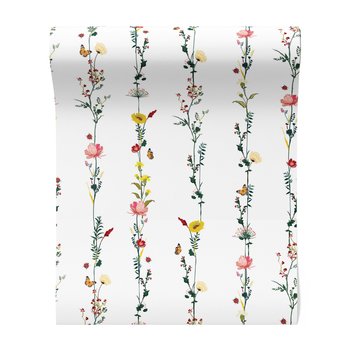 Tapeta - kwiaty, liście, motyle