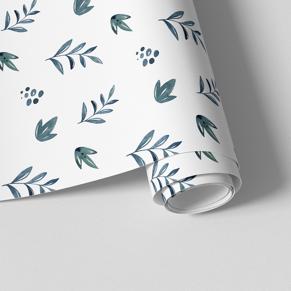 Tapeta - liście, gałązki, kropki