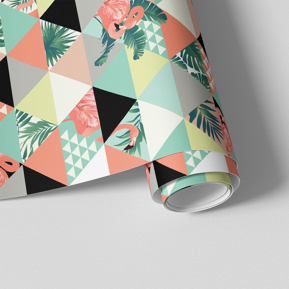 Tapeta - flaming, liście, trójkąty