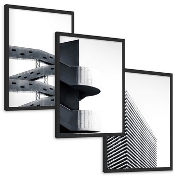 Zestaw obrazy w ramie, plakaty - architektura, budynki, minimalizm - rama czarna