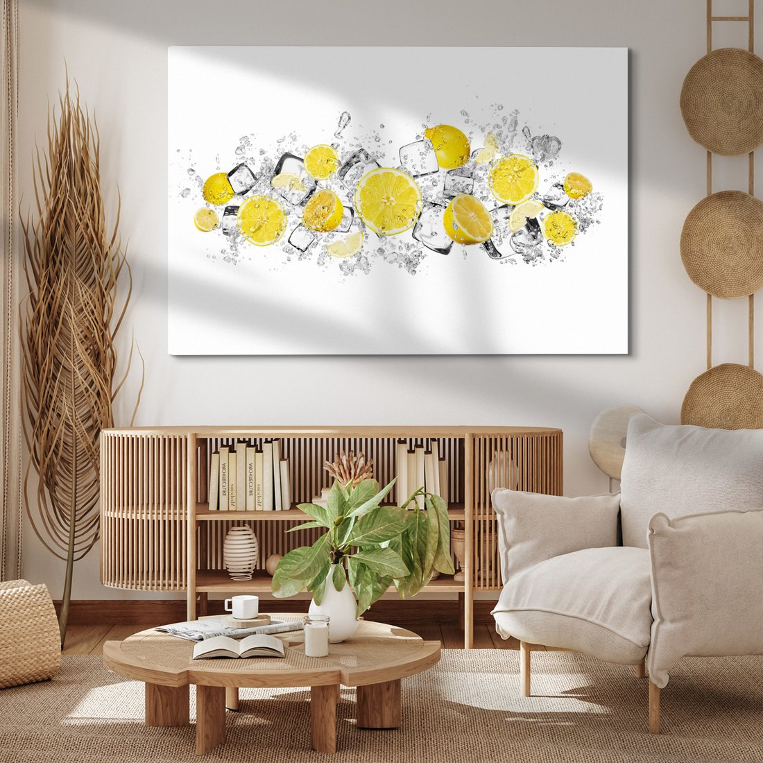 Obraz na płótnie - cytryny, lód, woda