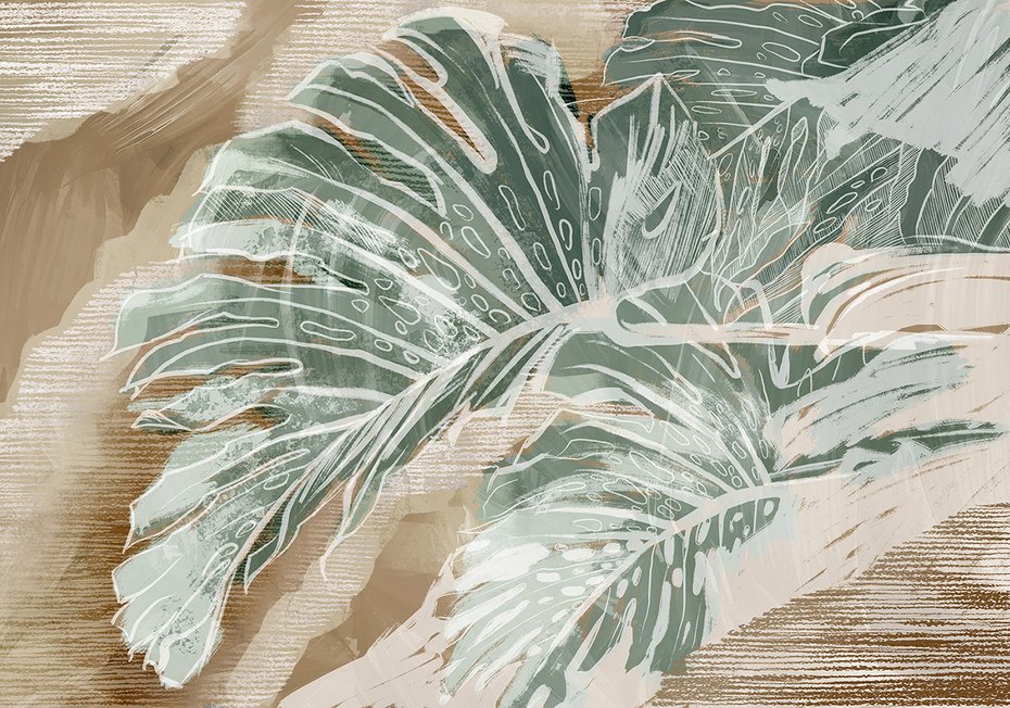 Fototapeta - beton, duże, liście