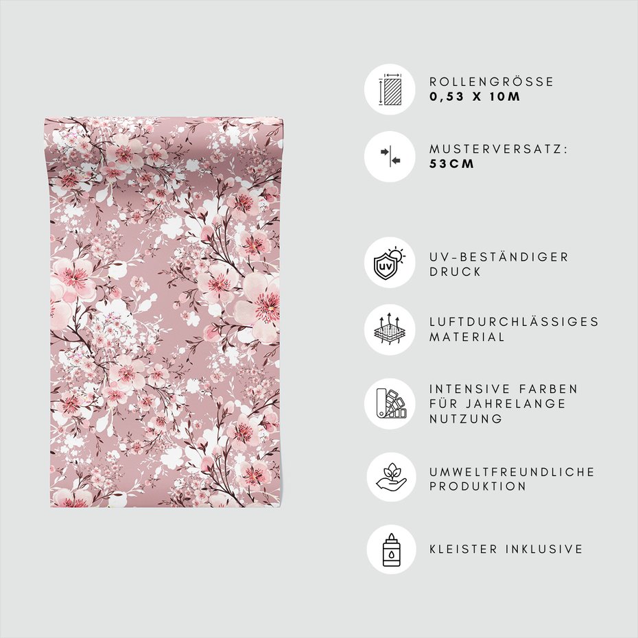 Tapeta - kwiaty, liście, wzór