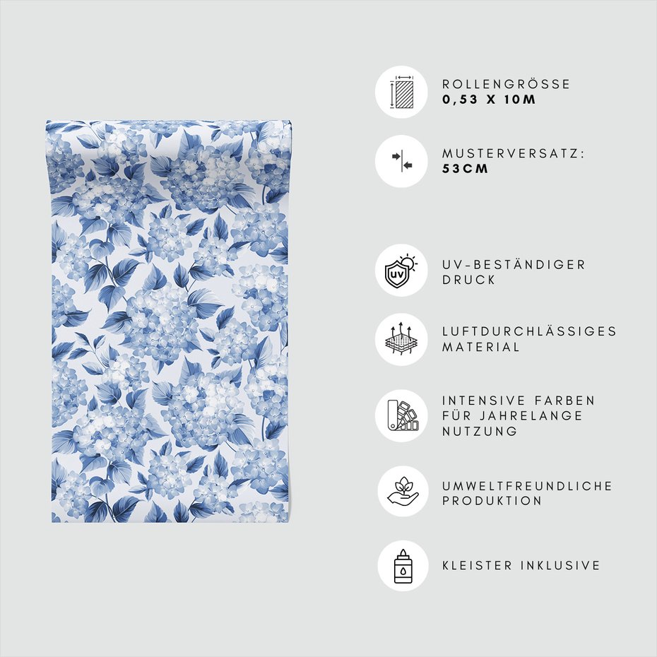 Tapeta - hortensje, liście, elegancja