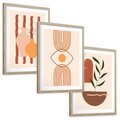 Zestaw obrazy w ramie, plakaty - abstrakcja, boho, minimalizm - rama drewno