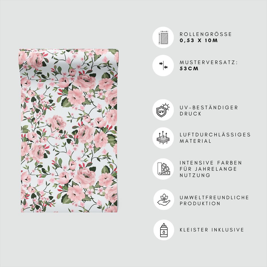 Tapeta - kwiaty, liście, wzór