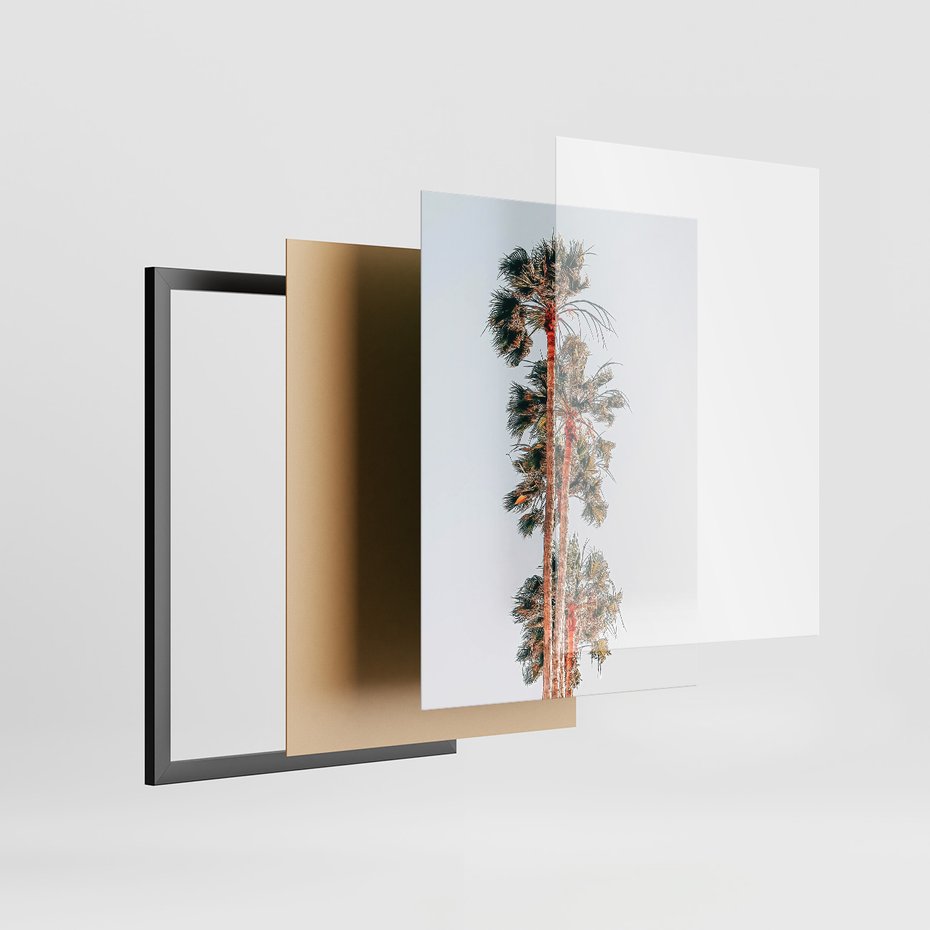 Zestaw obrazy w ramie, plakaty - palmy, tropikalny, lato - rama czarna