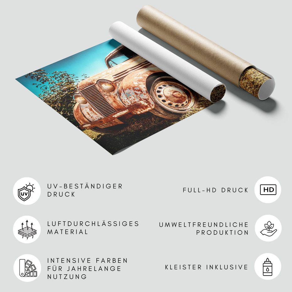 Fototapeta - samochód, zardzewiały, klasyczny