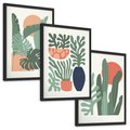 Zestaw obrazy w ramie, plakaty - liście, rośliny, abstrakcja - rama czarna