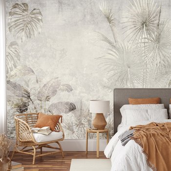 Fototapeta - beton, palmy, liście