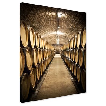 Obraz na płótnie - beczki, piwnica, wino
