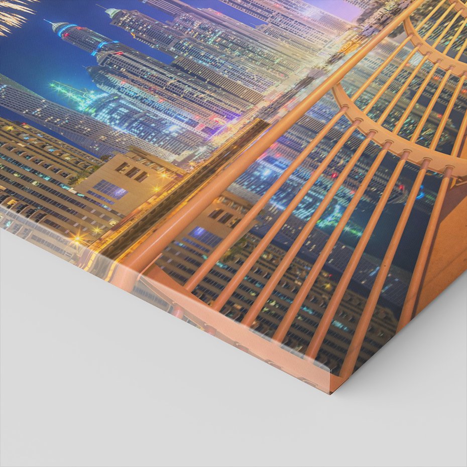 Obraz na płótnie - miasto, fajerwerki, noc