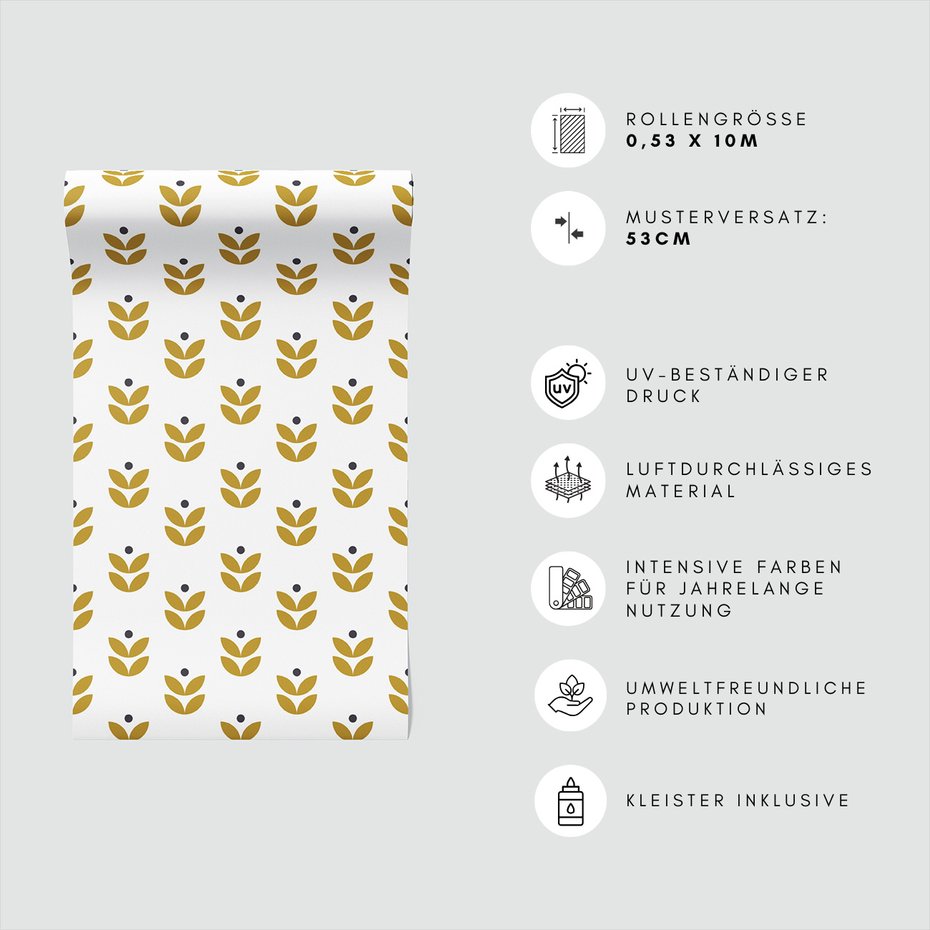 Tapeta - liście, kropki, prostota