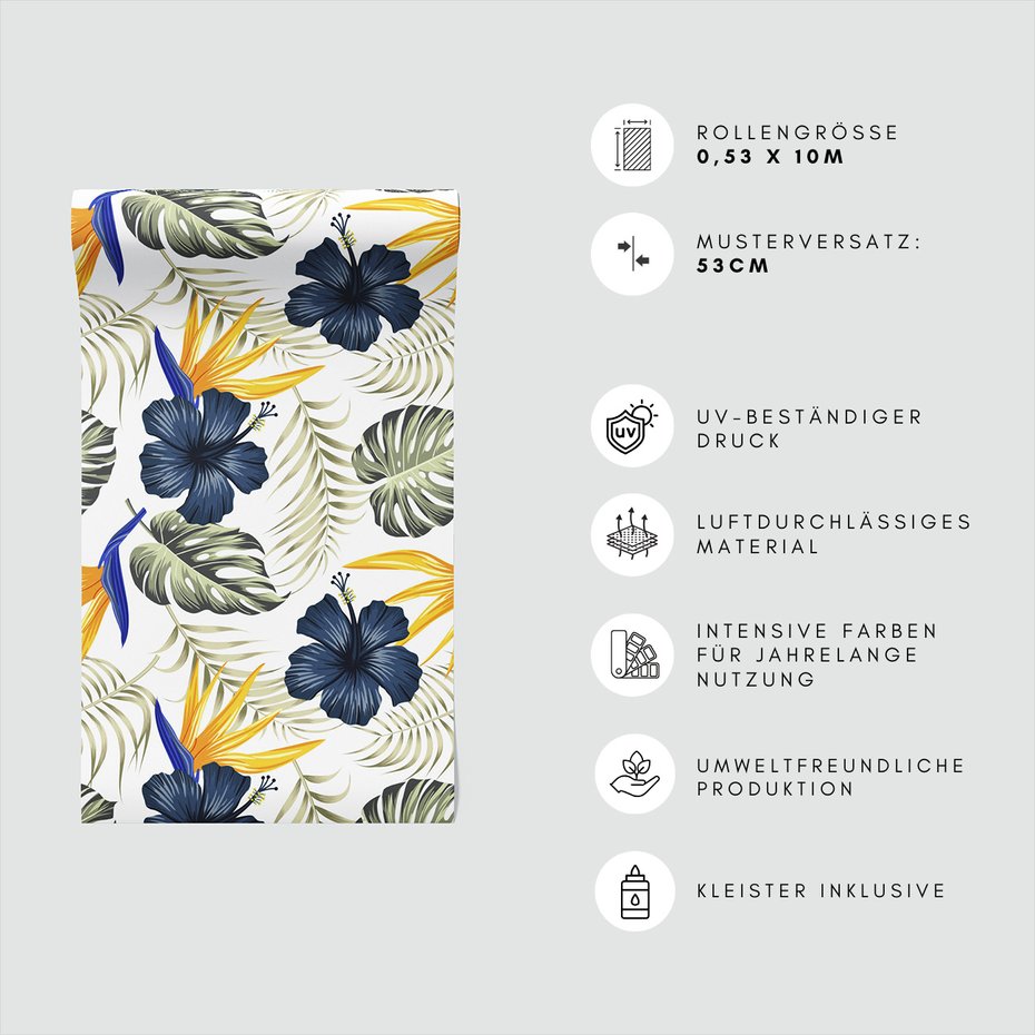 Tapeta - kwiat, liść, hibiskus