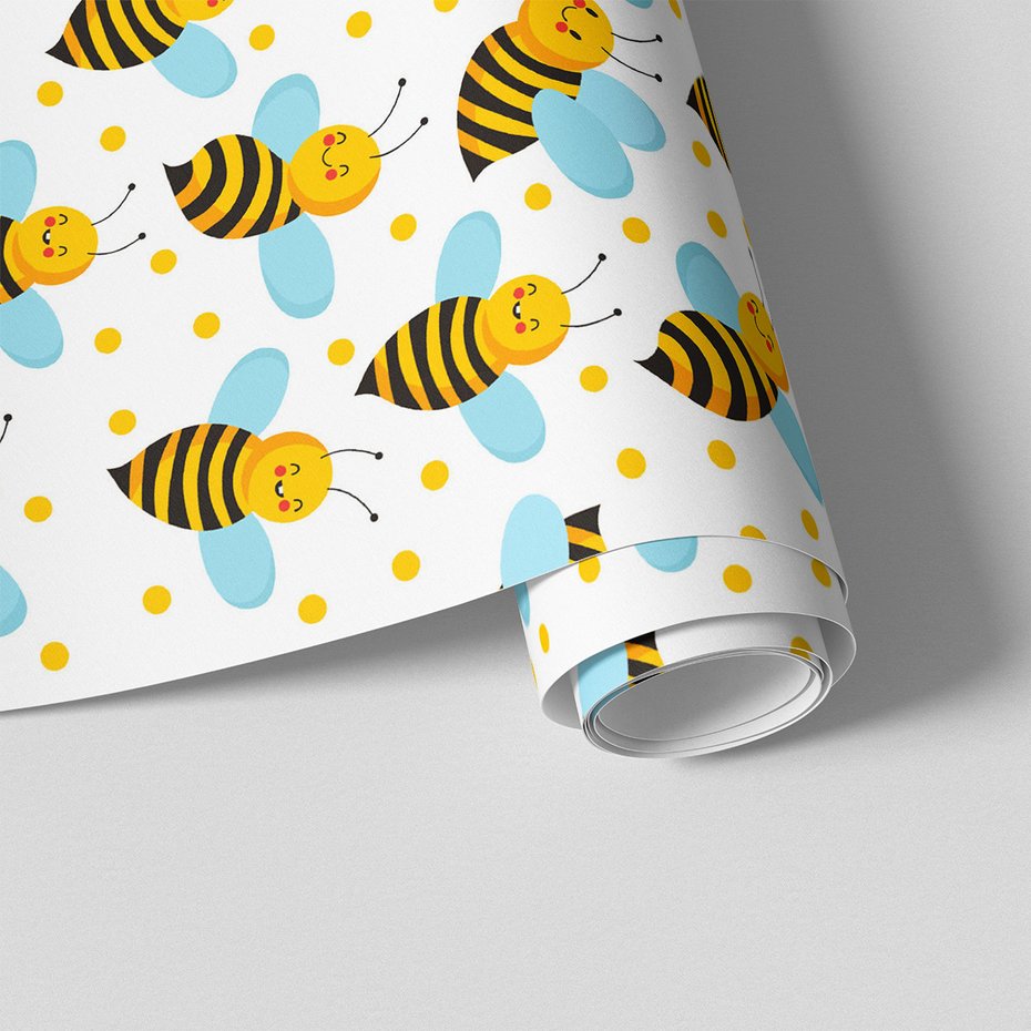 Tapeta - dziecięca, pszczoły, kropki, tło