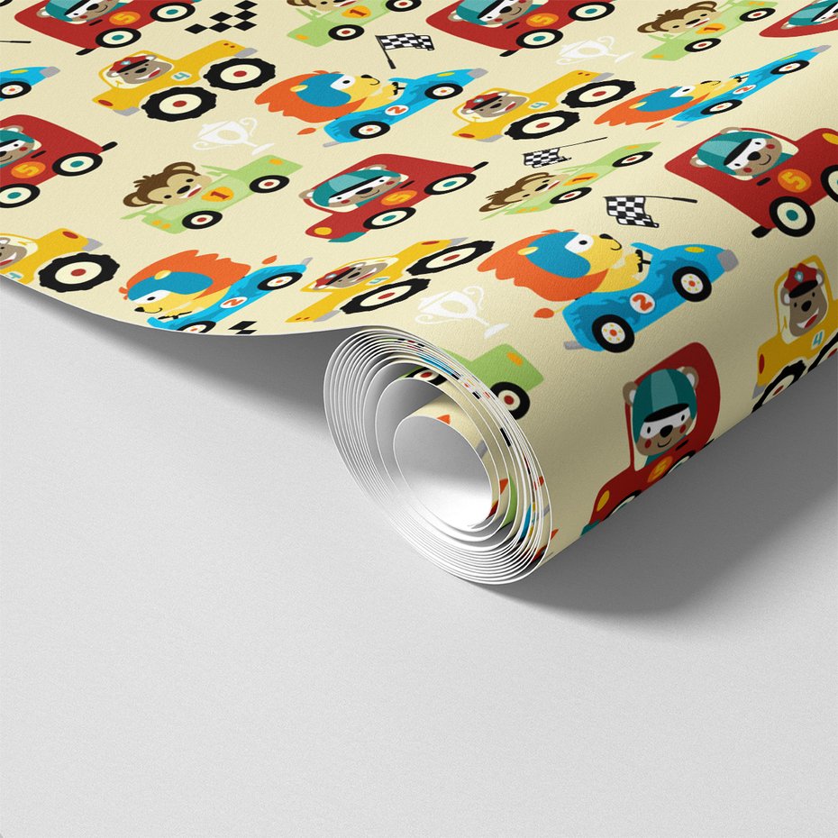Tapeta - dziecięca, samochody, zwierzęta,