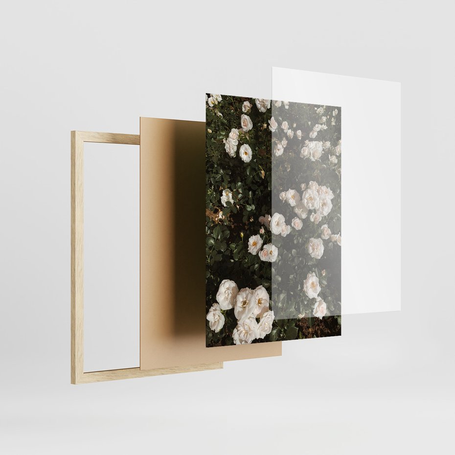 Zestaw obrazy w ramie, plakaty - kwiaty, rośliny, natura - rama drewno