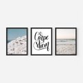 Zestaw obrazy w ramie, plakaty - architektura, morze, plaża - rama czarna