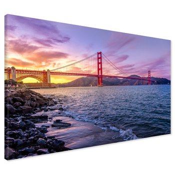 Obraz na płótnie - most, morze, zachód słońca