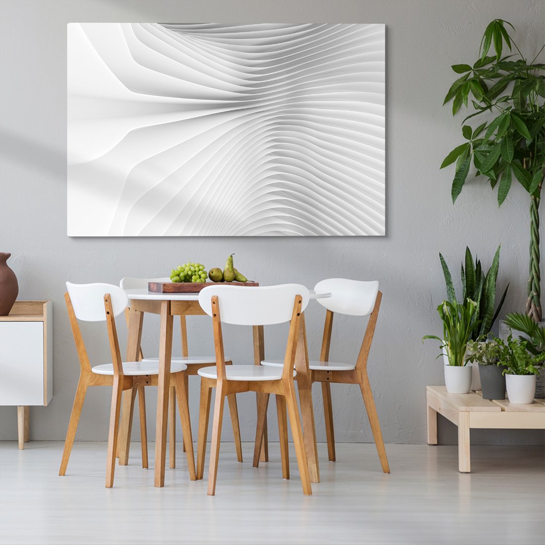 Obraz na płótnie - abstrakcja, fale, biały