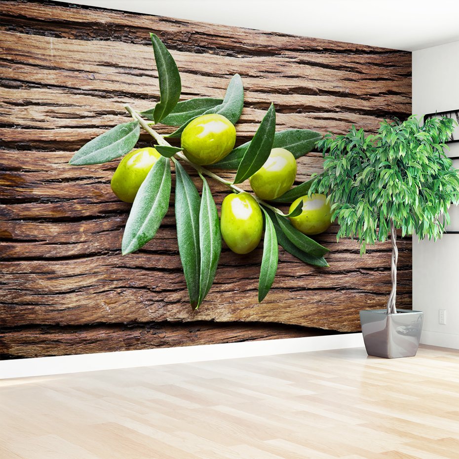 Fototapeta - oliwki, liście, drewno