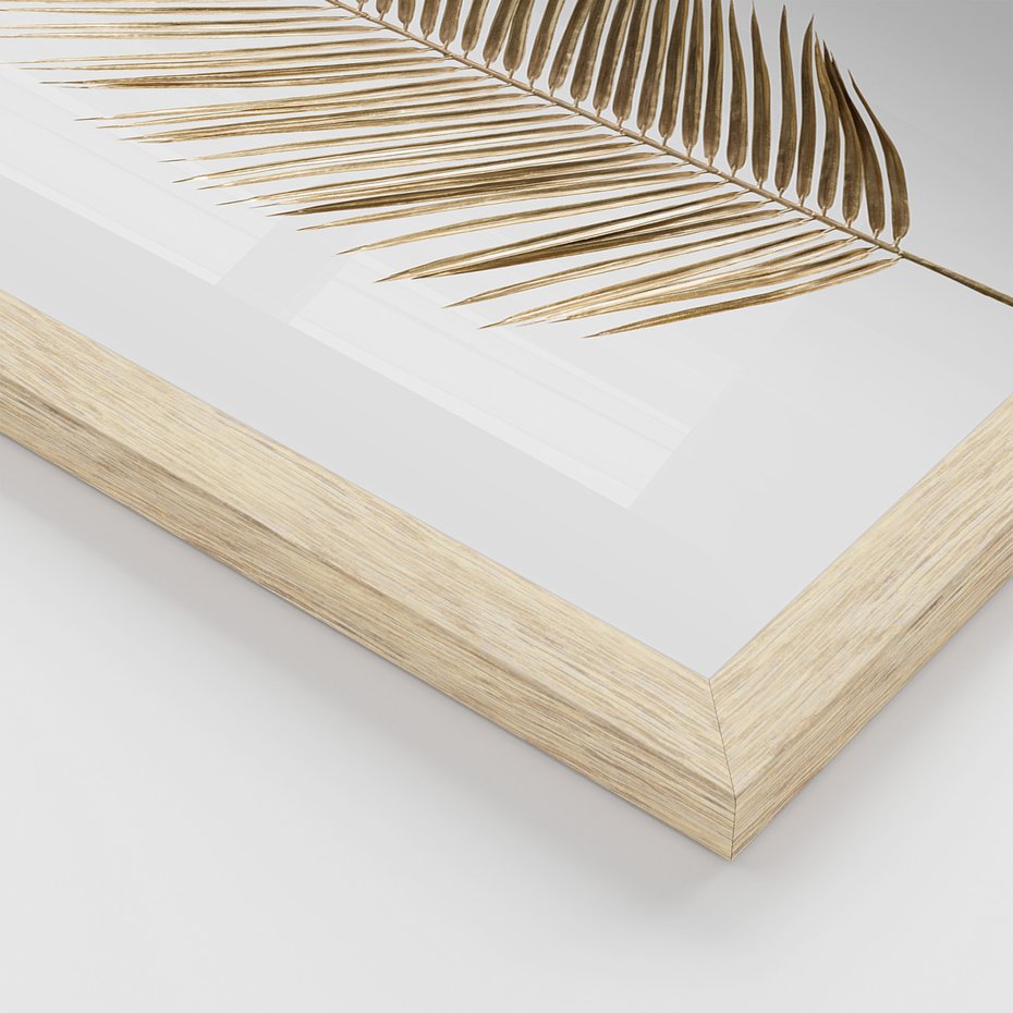 Zestaw obrazy w ramie, plakaty - liście, złoty, dekoracja - rama drewno