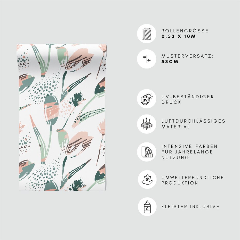 Tapeta - kwiaty, liście, abstrakcja